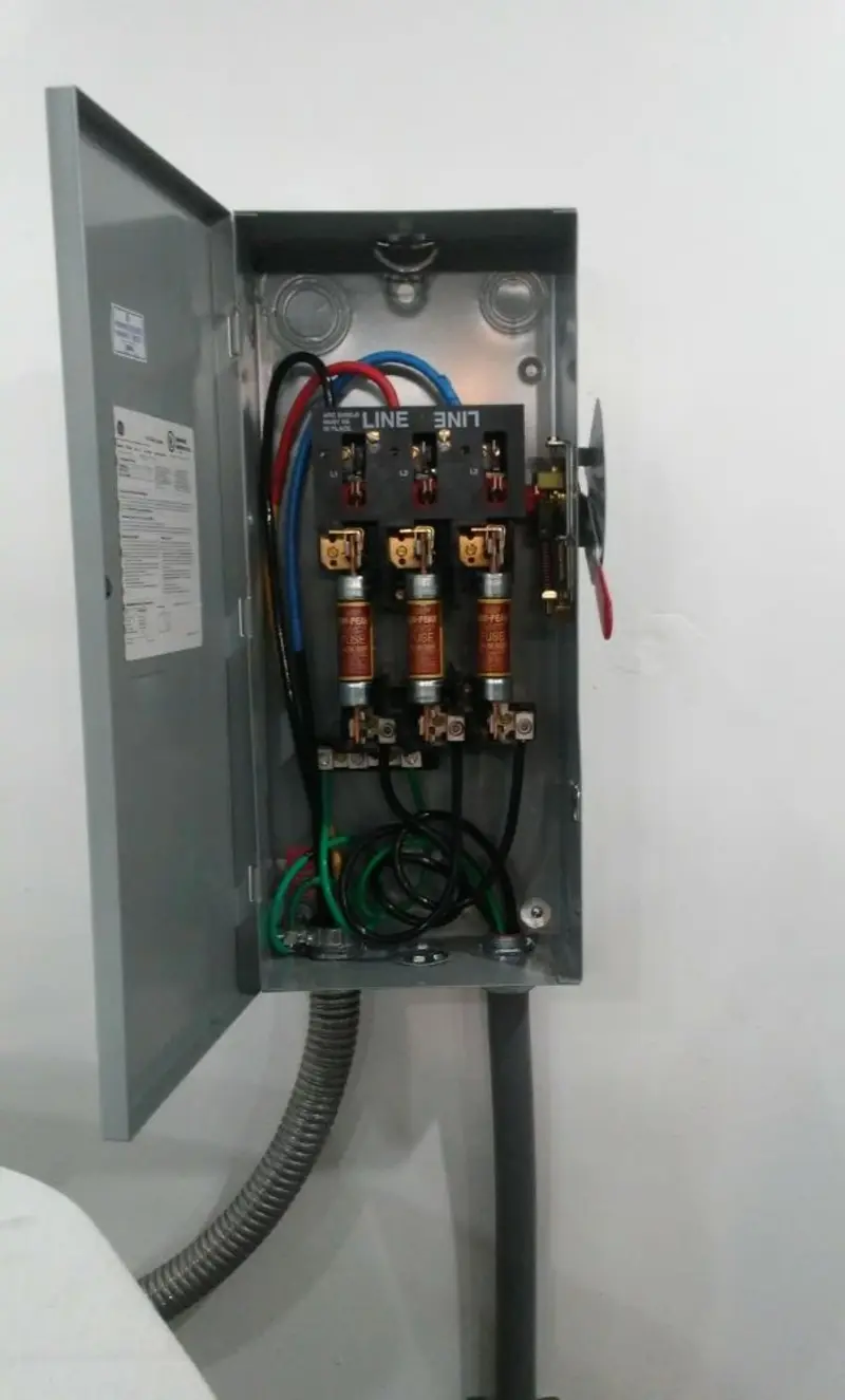 Three-phase disconnect switch installed for Smoke Detector Installation in Barkhamsted